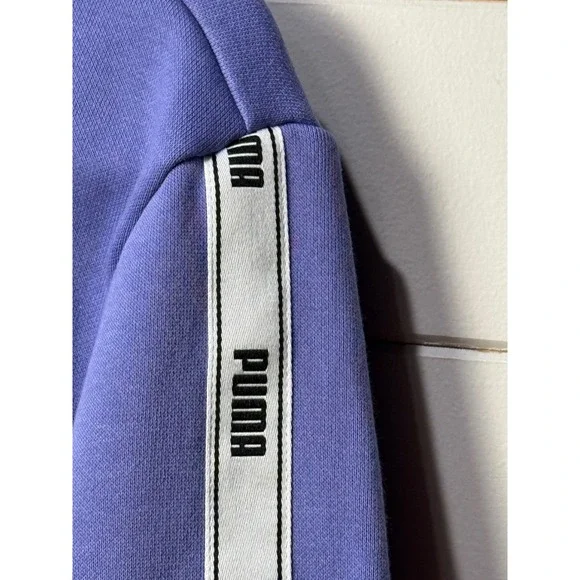 Puma Women's XL Logo Tape Hoodie Purple Athleisure Streetwear Pullover New - Picture 2 of 7